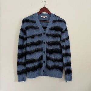 ALEXACHUNG striped cardigan in blue and black - size small